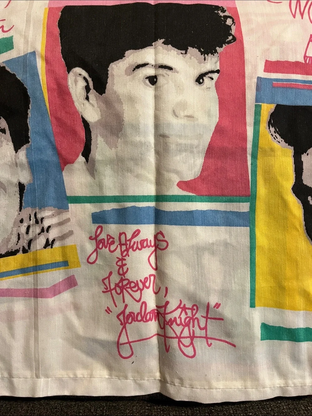 New Kids on the Block Vintage Pillow Case 1990’s- Pink, Teal, Yellow, Black